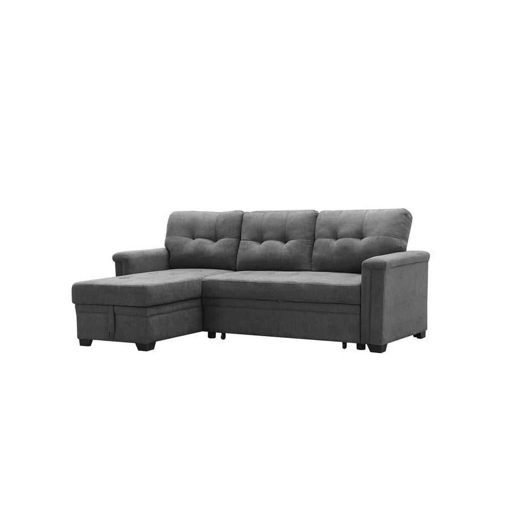Gray Woven Fabric Sectional Sleeper Sofa with Storage and USB Charger U733711
