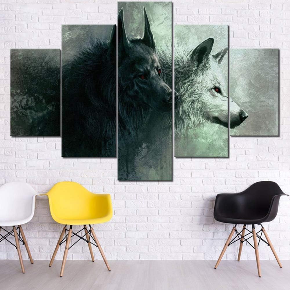 5 Piece Black Canvas Wall Art Safari Artwork Framed Ready to Hang Posters and Prints C3757