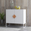 White 2 Door Sideboard with Solid Wood Handles and Metal Legs N402