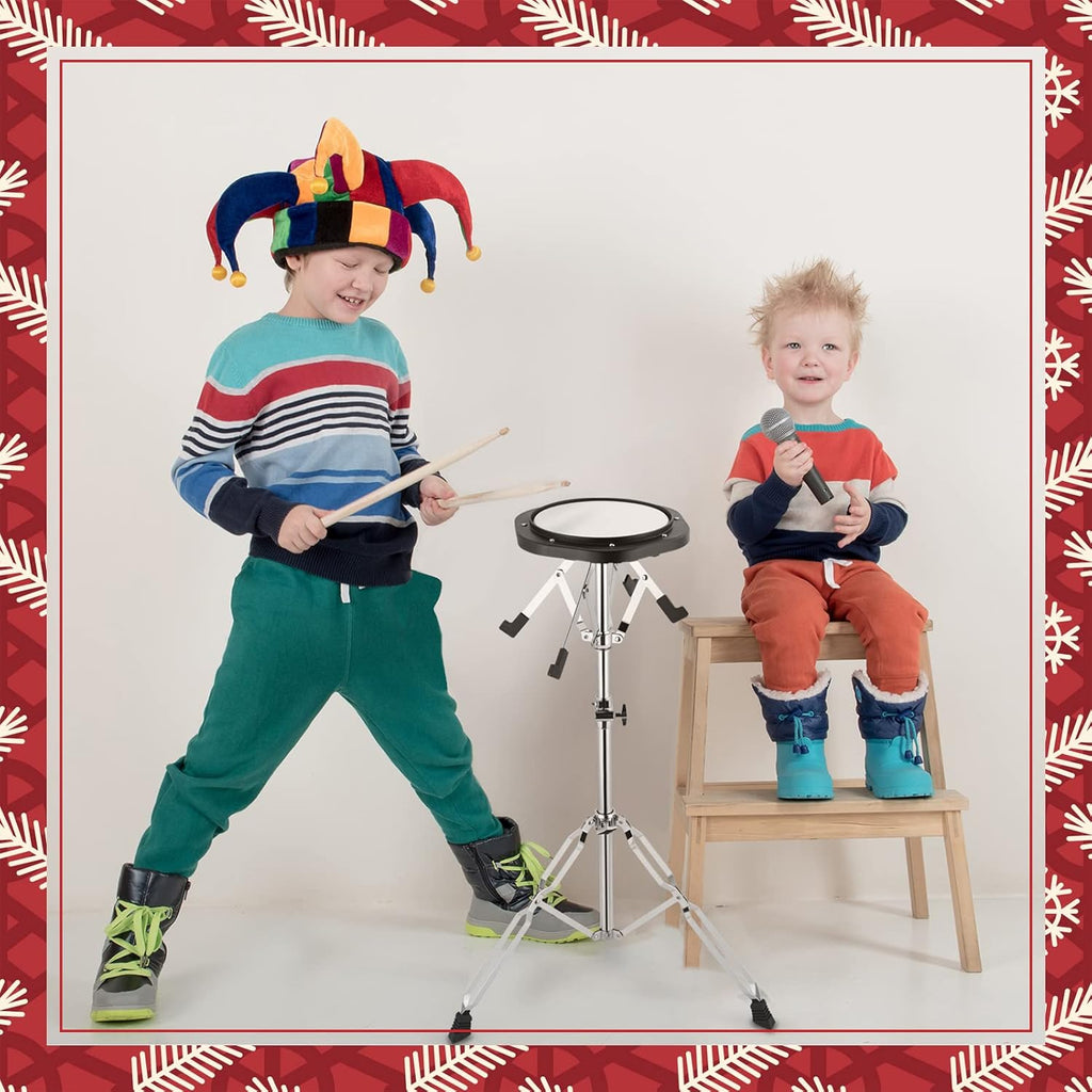 32 Note Glockenspiel Xylophone Bell Kit with 8 Inch Drum Practice Pad, Stand, Carrying Bag H5753