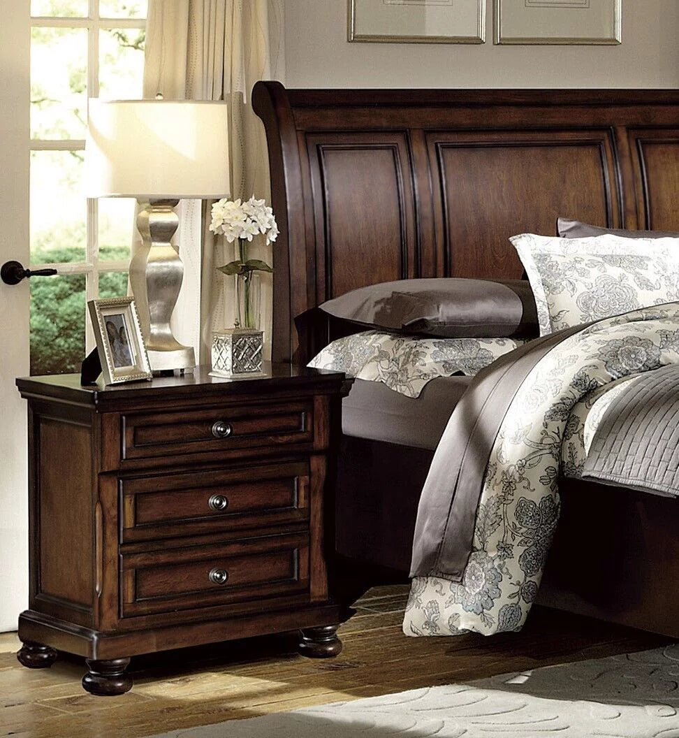Brown Cherry 5pc Bedroom Set Eastern King Platform Bed O6001