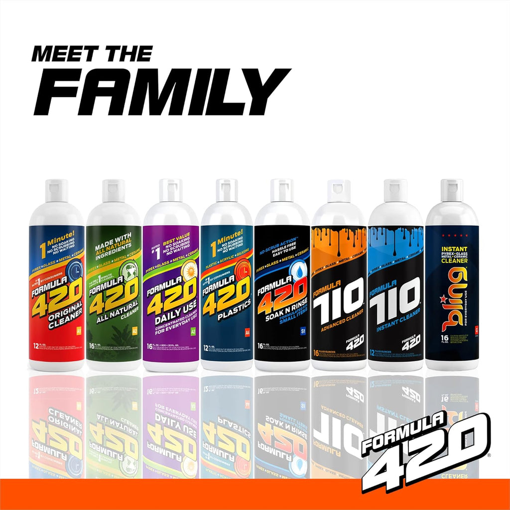 Formula 420 Bundle Pack : 1 Original Cleaner 12 oz, 1 Daily Use 16oz Concentrate makes 32oz & 1 Soak-N-Rinse 16 oz (3 bottles) Z125