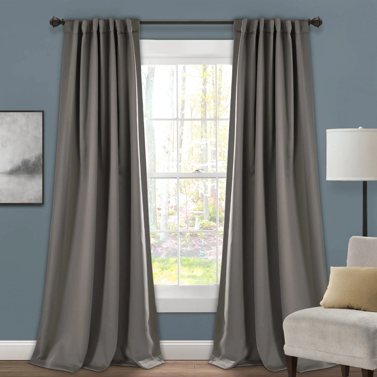 Blue 95" x 52" Insulated Back Tab Blackout Window Panel Pair B6327