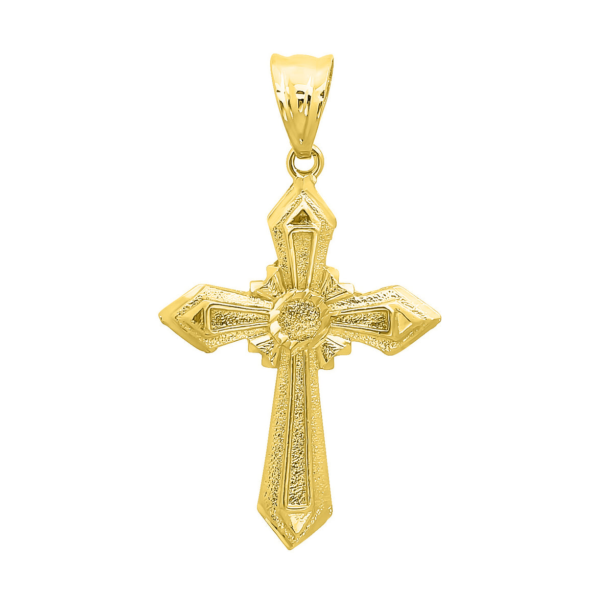 14K Gold Plated Natal Cross Pendant with 30" Curb Chain Necklace Set L292941