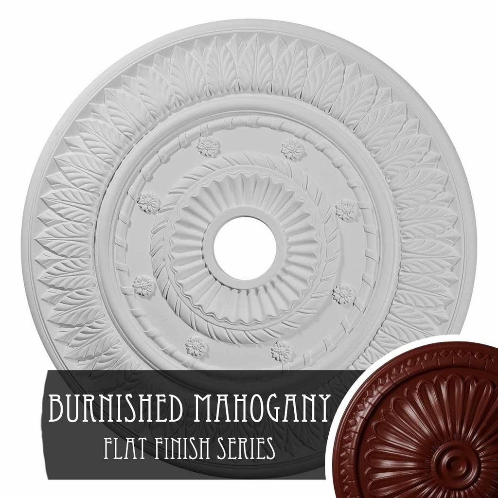 Hand-Painted Brushed Mahogany Leaf Ceiling Medallion K223