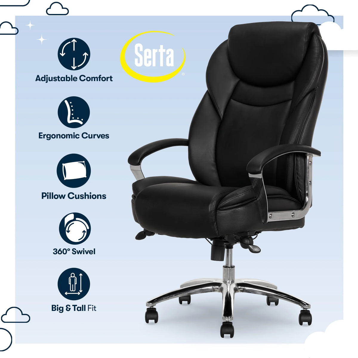 Black Bonded Leather Big & Tall Office Chair D26241