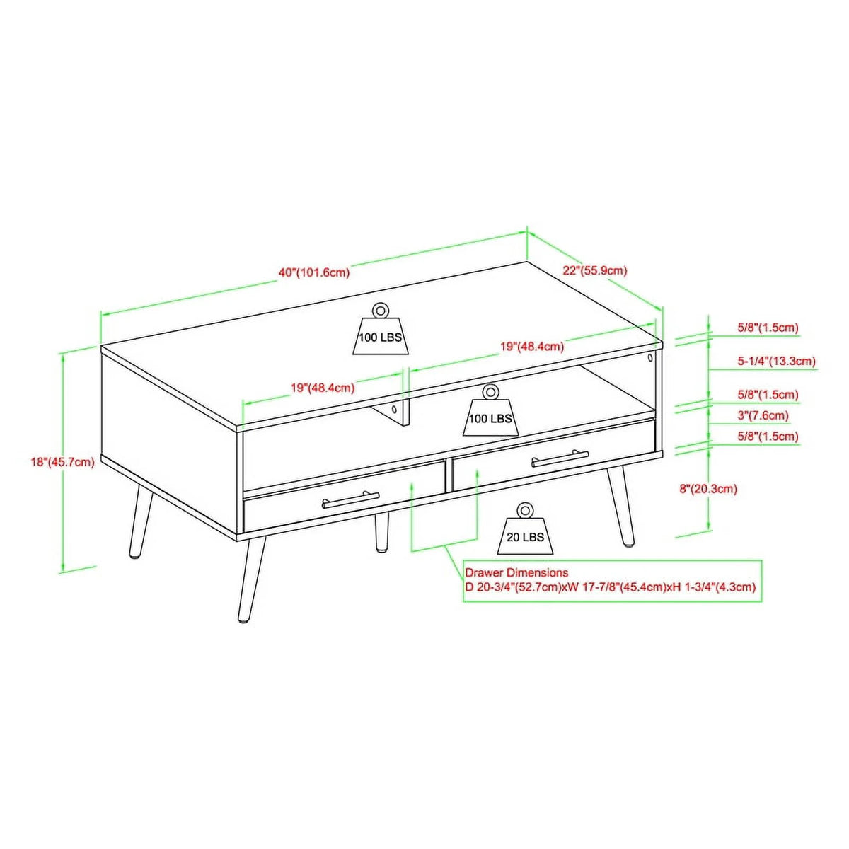 40" Wood Coffee Table with Hairpin Legs U643