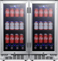30 Inch Wide 160 Can Built-In Side by Side Beverage Cooler with Blue LED Lighting T6961