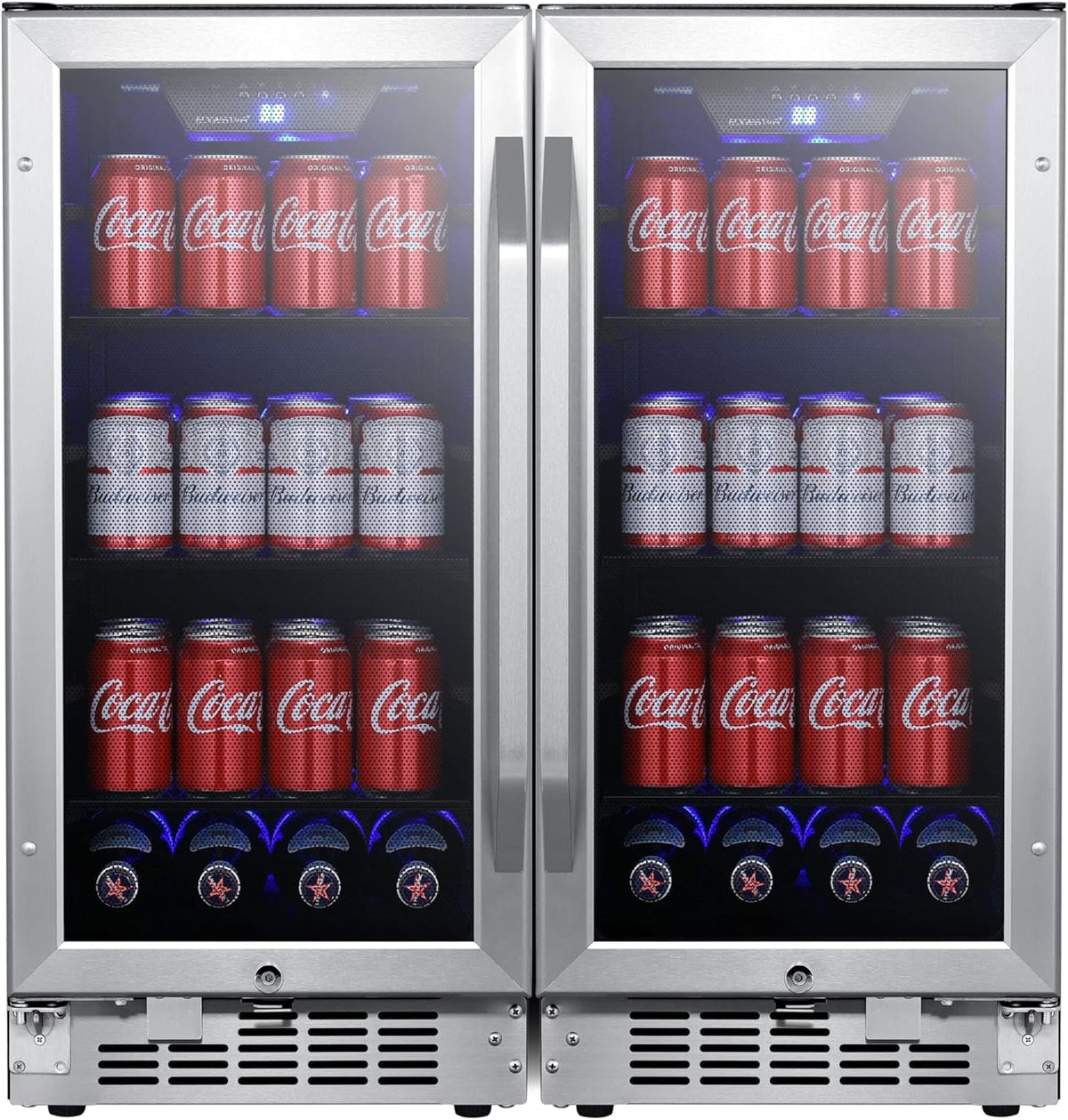 30 Inch Wide 160 Can Built-In Side by Side Beverage Cooler with Blue LED Lighting T6961