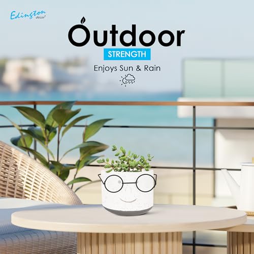 Green 4 inch Face Planter Pot with Drainage Y559