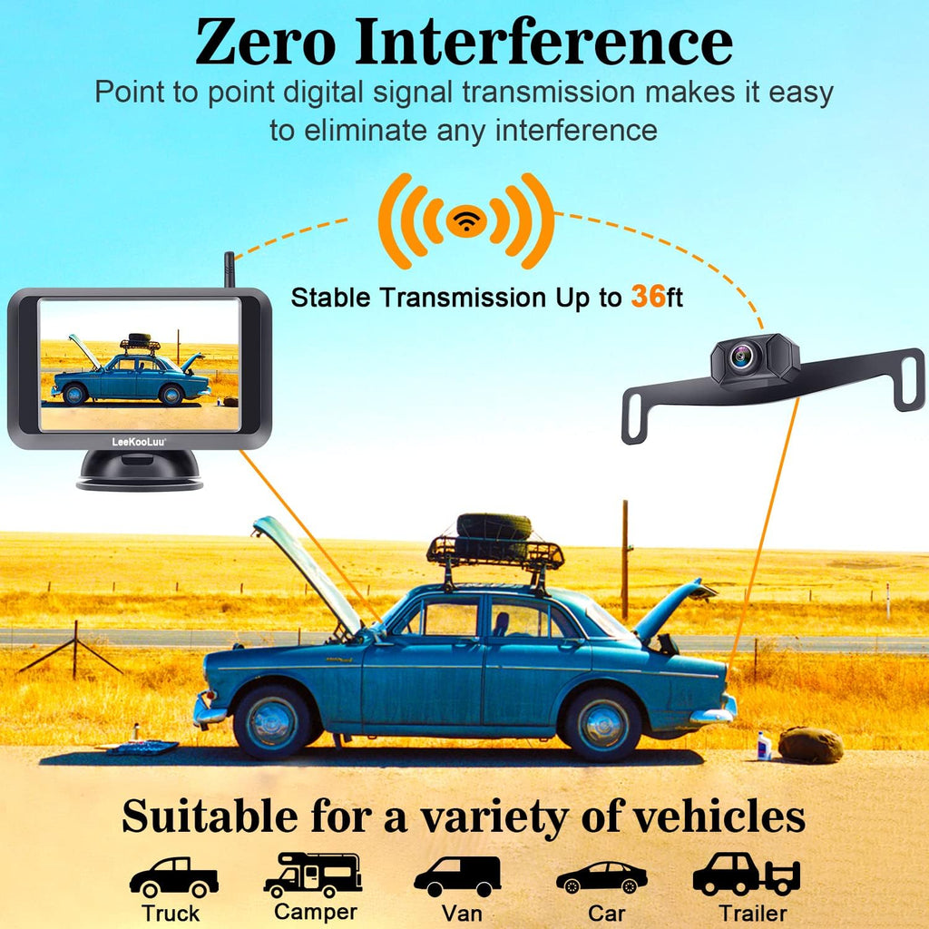 Wireless Backup Camera with 5'' Monitor Full HD 1080P Bluetooth Rear View Camera W44617