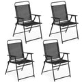 Black Set of 4 Folding Outdoor Chairs with Metal Frame and Armrests T414465