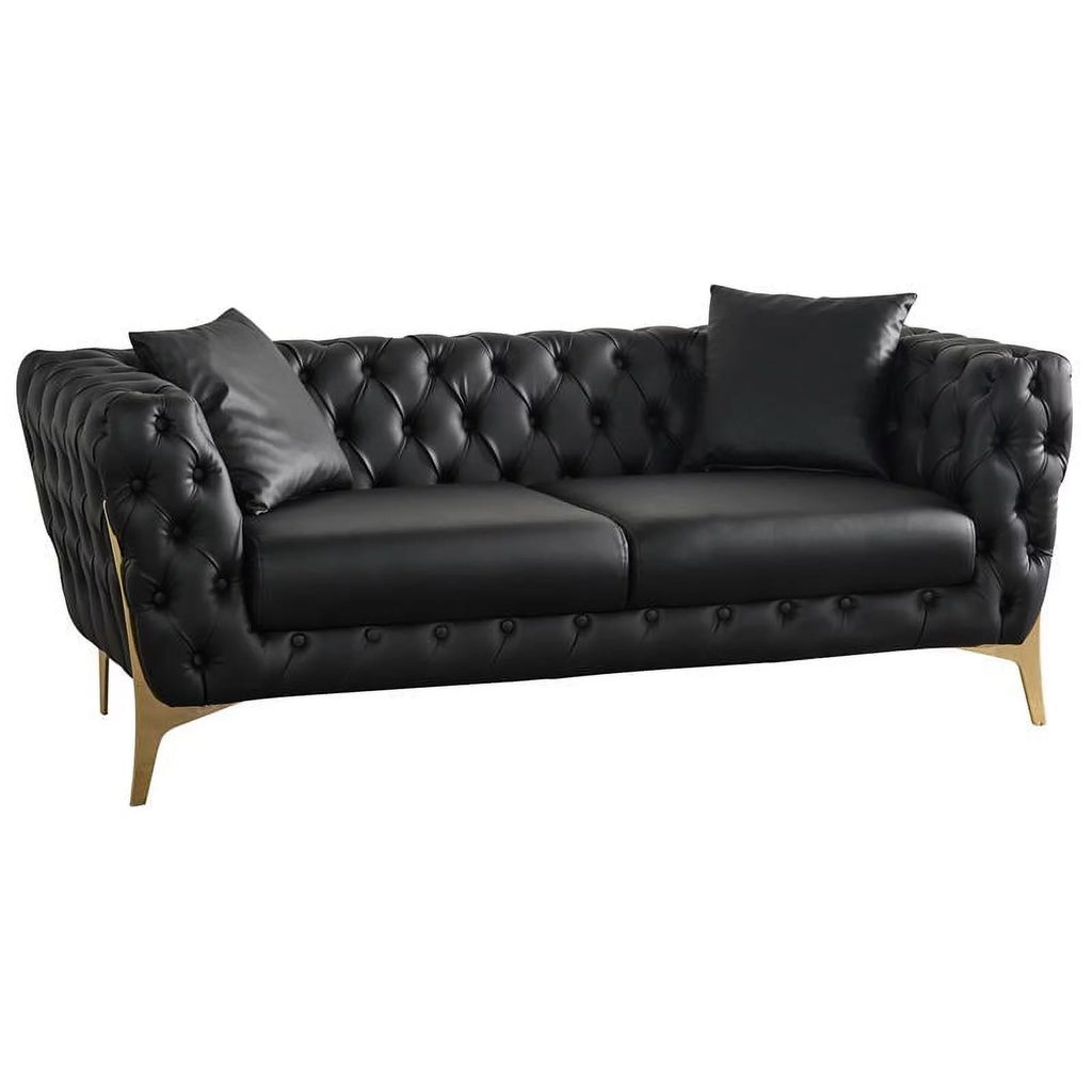 Black Vegan Leather Loveseat T44174