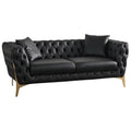 Black Vegan Leather Loveseat T44174