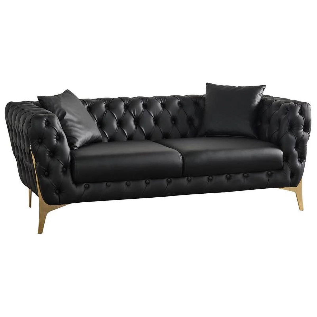 Black Vegan Leather Loveseat T44174