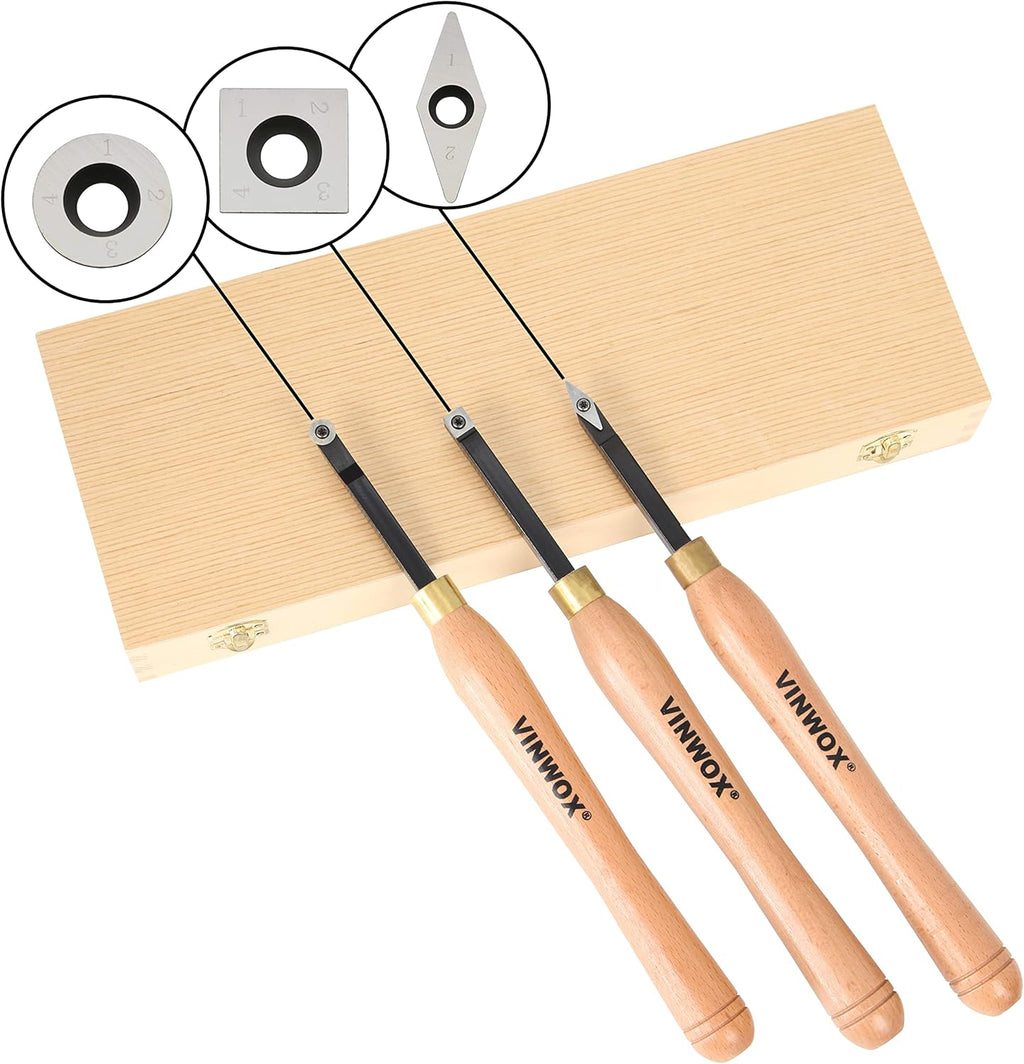 3 PCS Carbide Wood Lathe Turning Tool Set V740