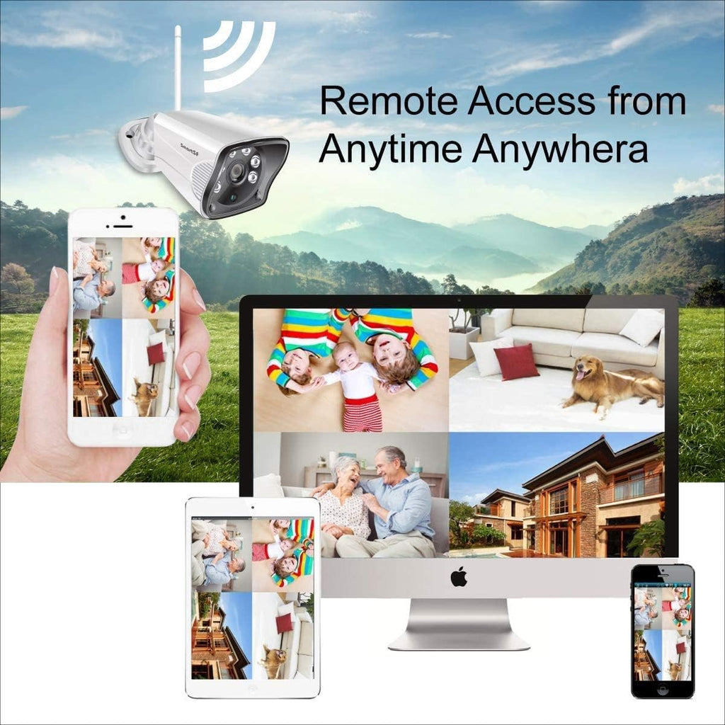 Wireless Security Camera System with 12 LCD Monitor, 2MP Outdoor, Night Vision, IP66 Q81513