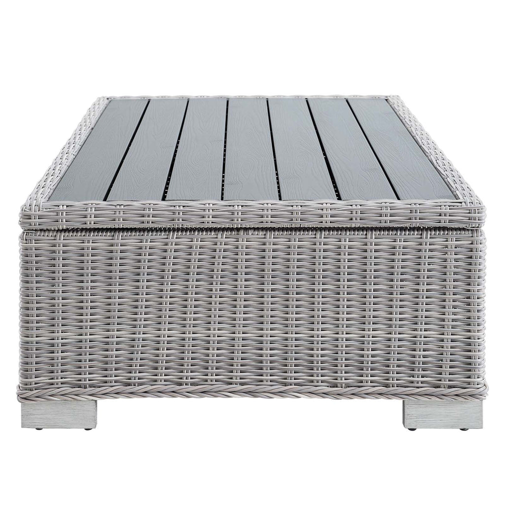 45" Light Gray Wicker Rattan Outdoor Coffee Table R8962