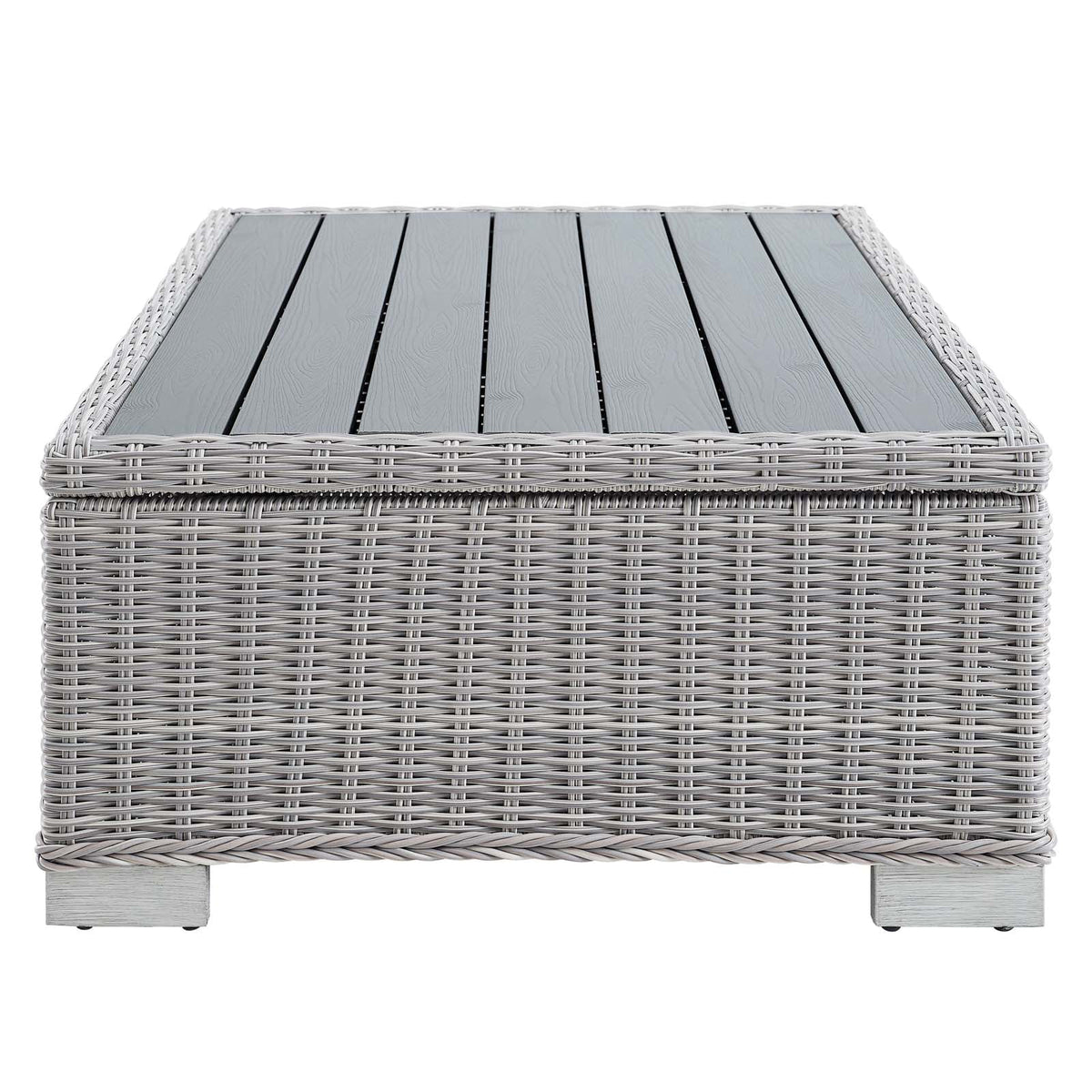 45" Light Gray Wicker Rattan Outdoor Coffee Table R8962