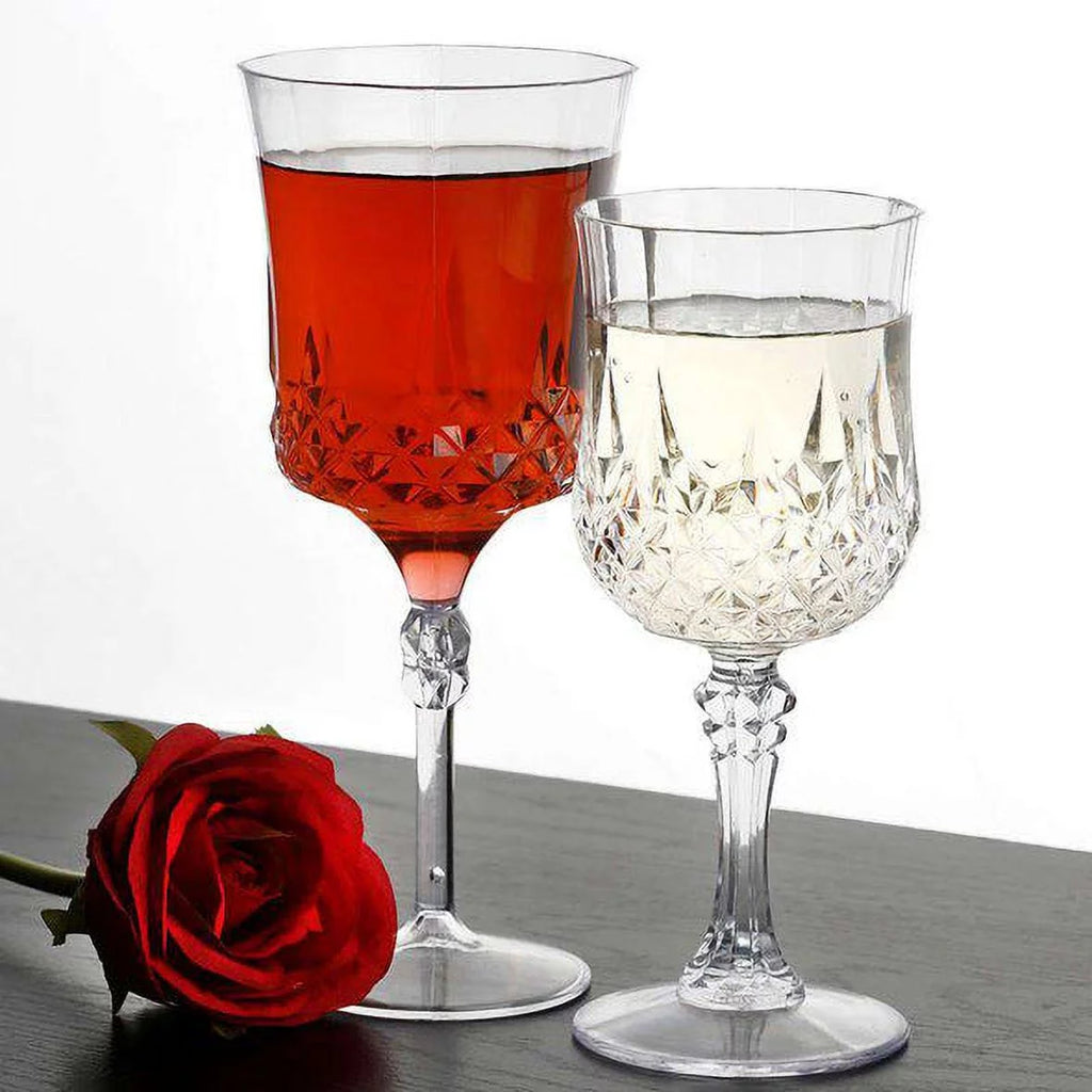 8 oz Crystal Cut Plastic Wine Glasses 48ct D343786