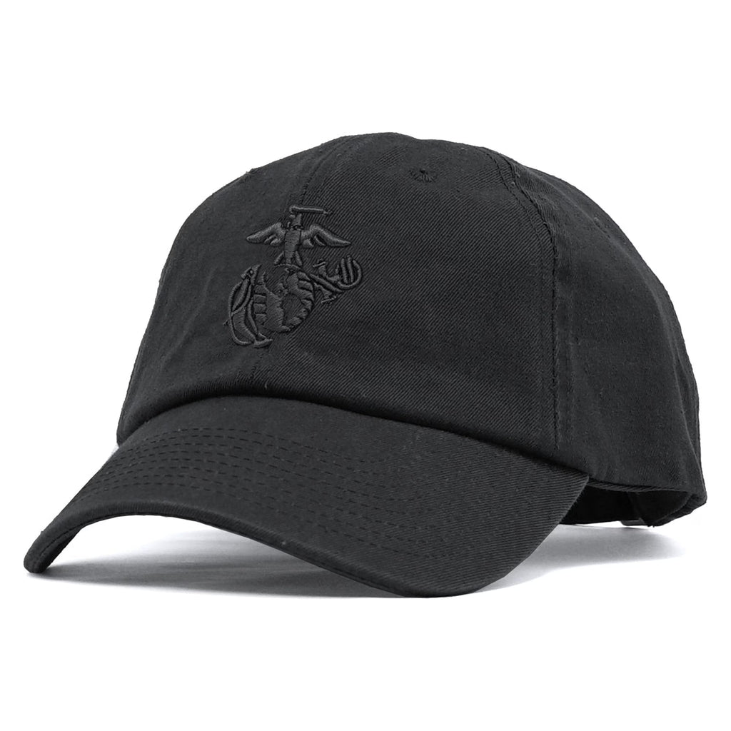Black Unstructured USMC Hat with 3D Embroidery C14112