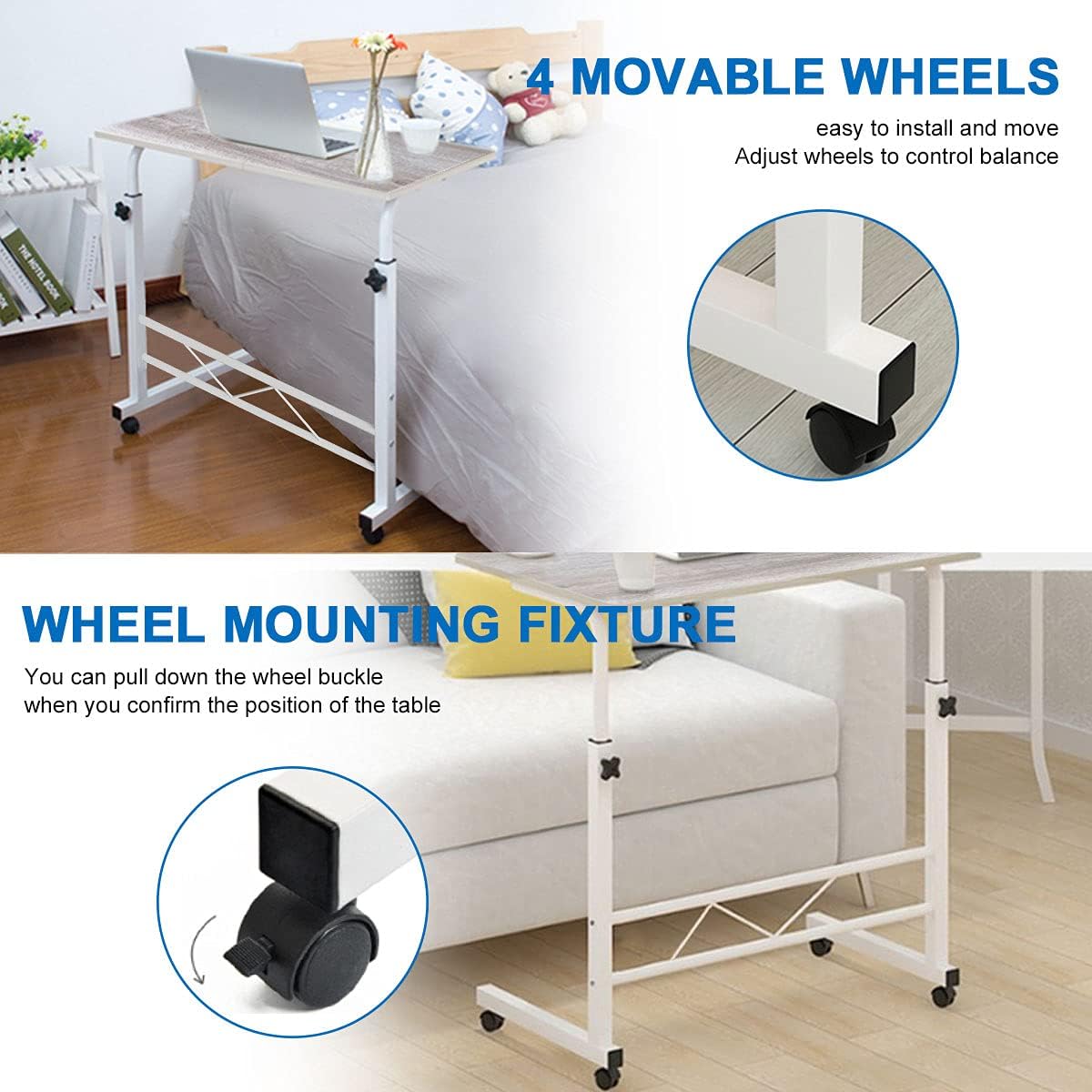 Adjustable Height Rolling Laptop Cart with Wheels J692