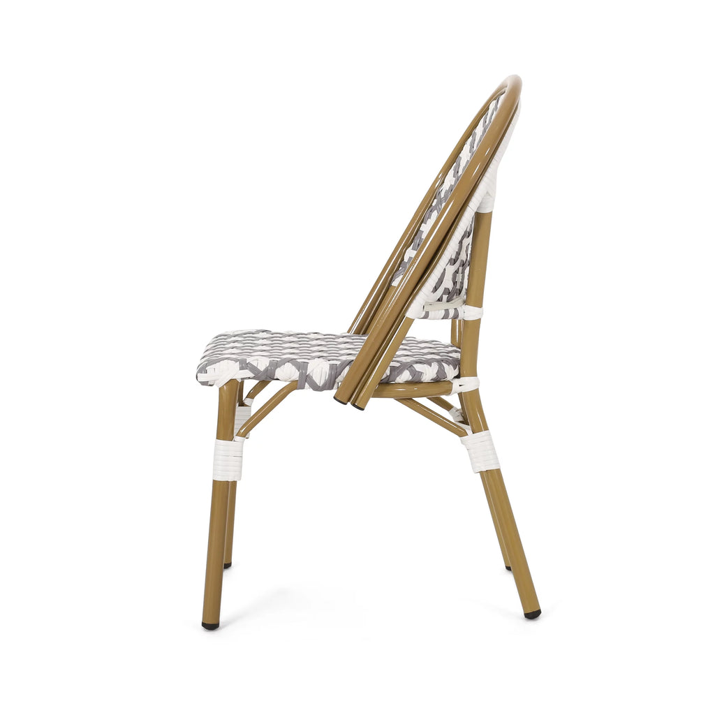 Set of 4 Gray White Bamboo Finish Outdoor Bistro Chair C538922
