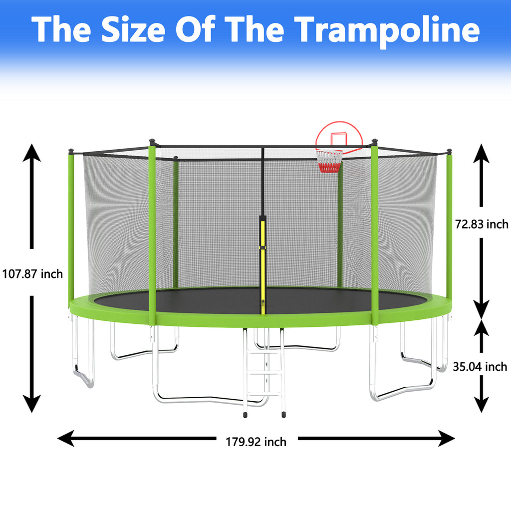 1300LB 15FT Trampoline with Enclosure D54298