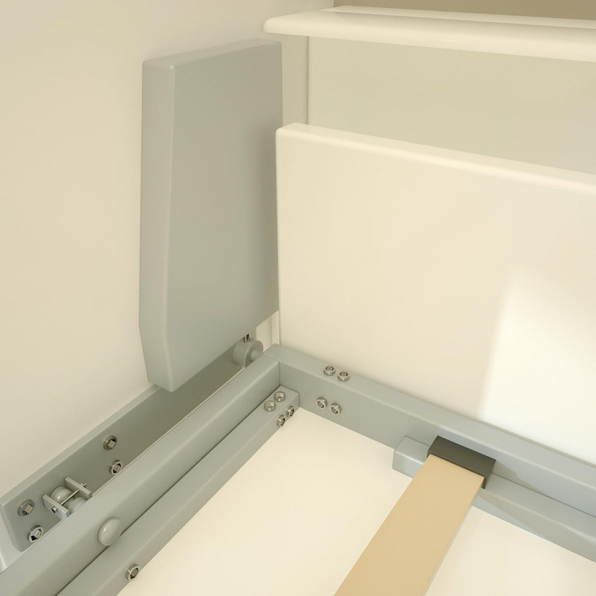 White Twin Size Wall Bedframe with Six Storage Shelf U8709