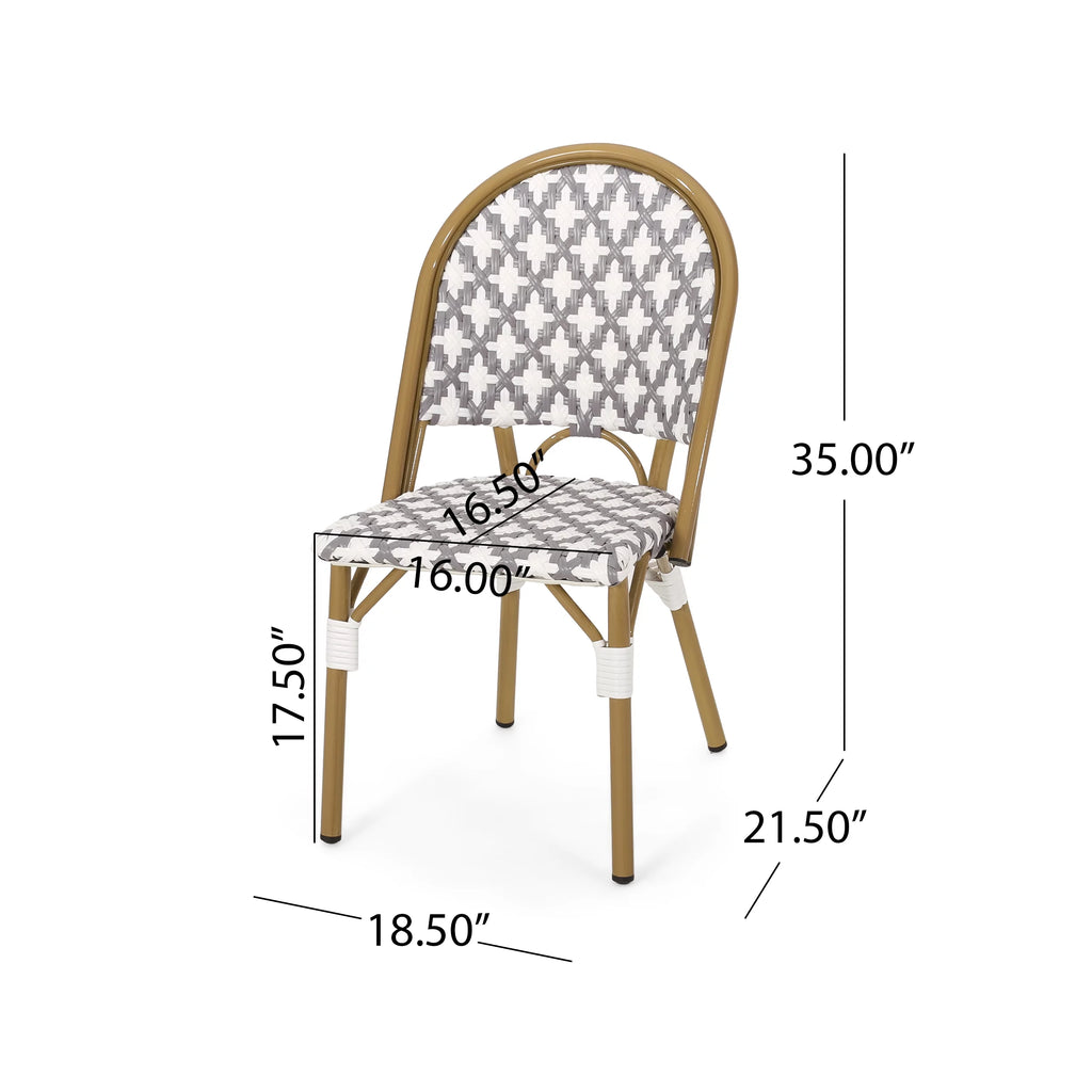 Set of 4 Gray White Bamboo Finish Outdoor Bistro Chair C538922