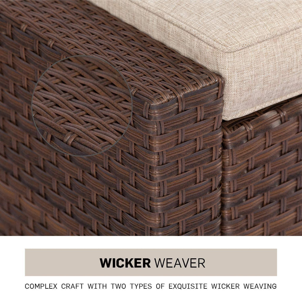 4-Piece All Weather Wicker Patio Furniture Set with Glass Coffee Table P12772