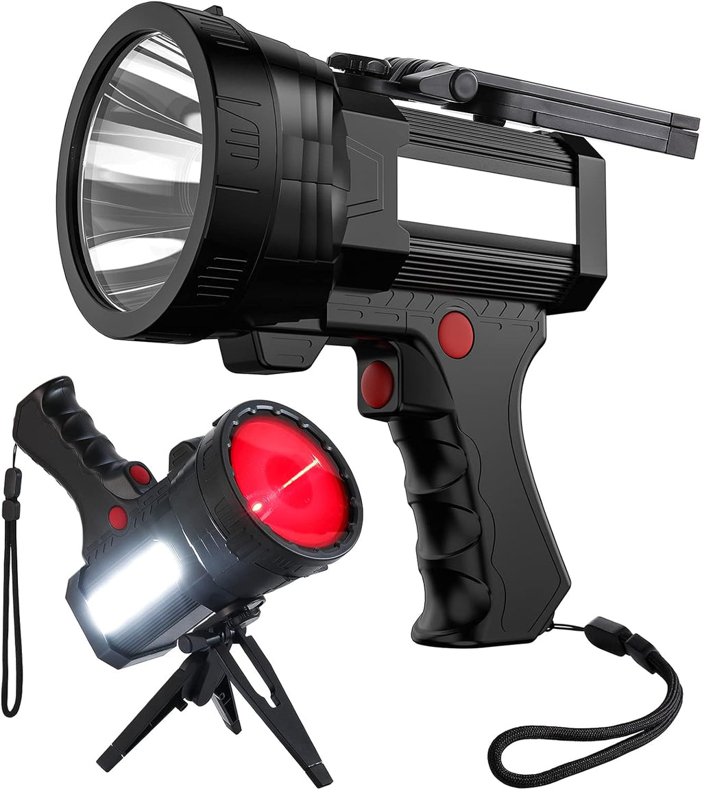 Rechargeable 100000 Lumens LED Spotlight with Red Lens E60381