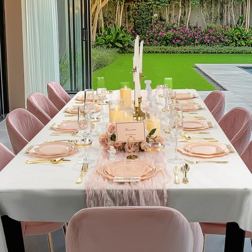 350 PCS Clear and Gold Plastic Plates, 50 Cups, 150 Silverwares, 50 Napkins G207