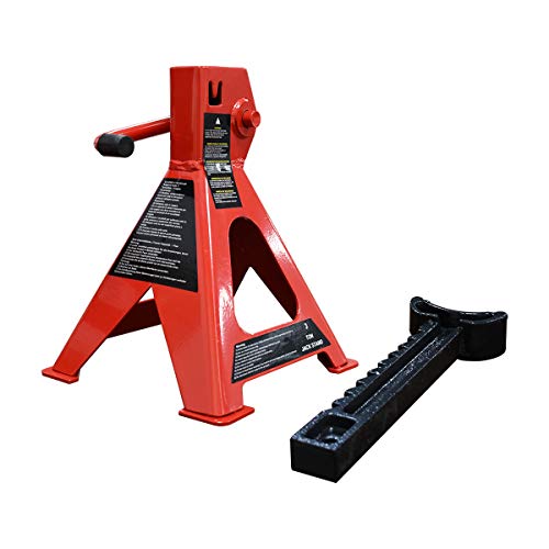 3 Ton Capacity Steel Auto Stands, 1 Pair, Black and Red P1168