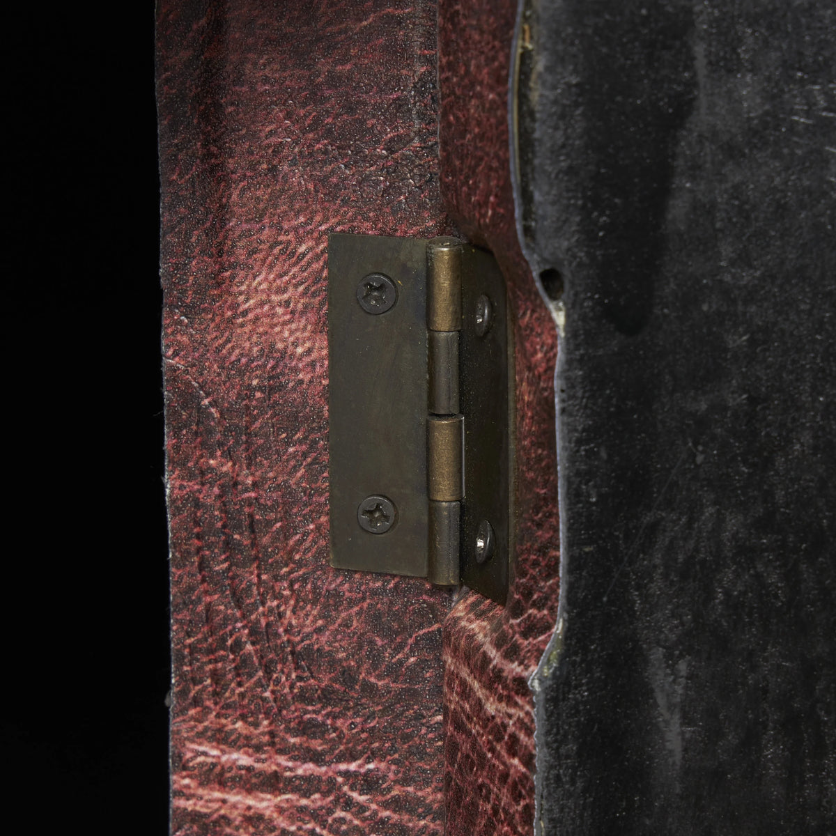 Red Wood Cabinet with Faux Leather Accents T418