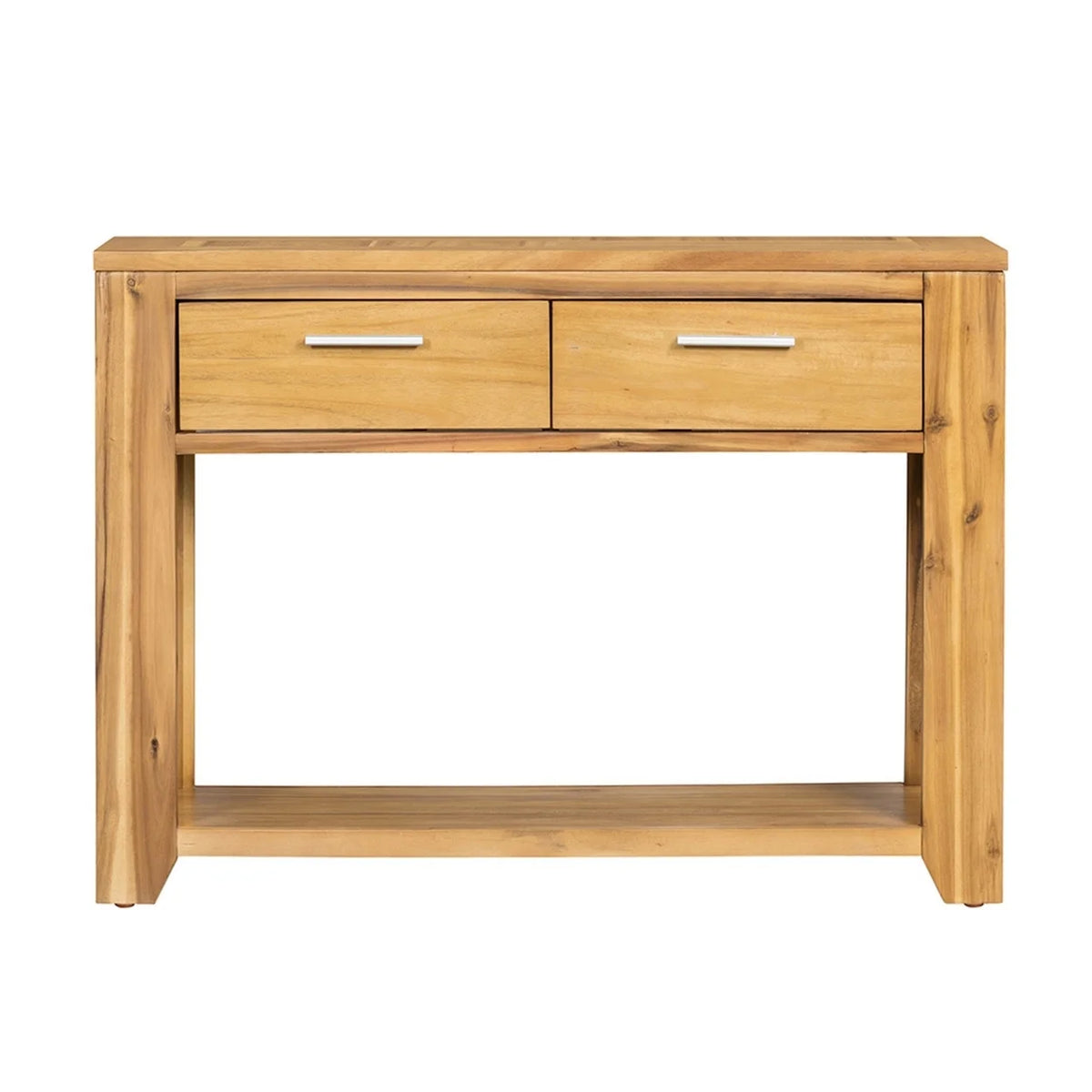 Walnut Brown Finish Acacia Wood Console Table with 2 Drawers W10918