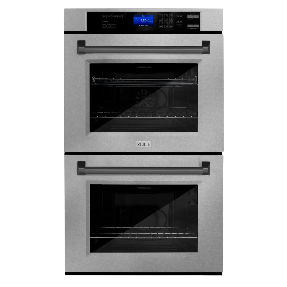 30 In. Double Wall Oven with Self Clean and True Convection in Stainless Steel and Matte Black E75261