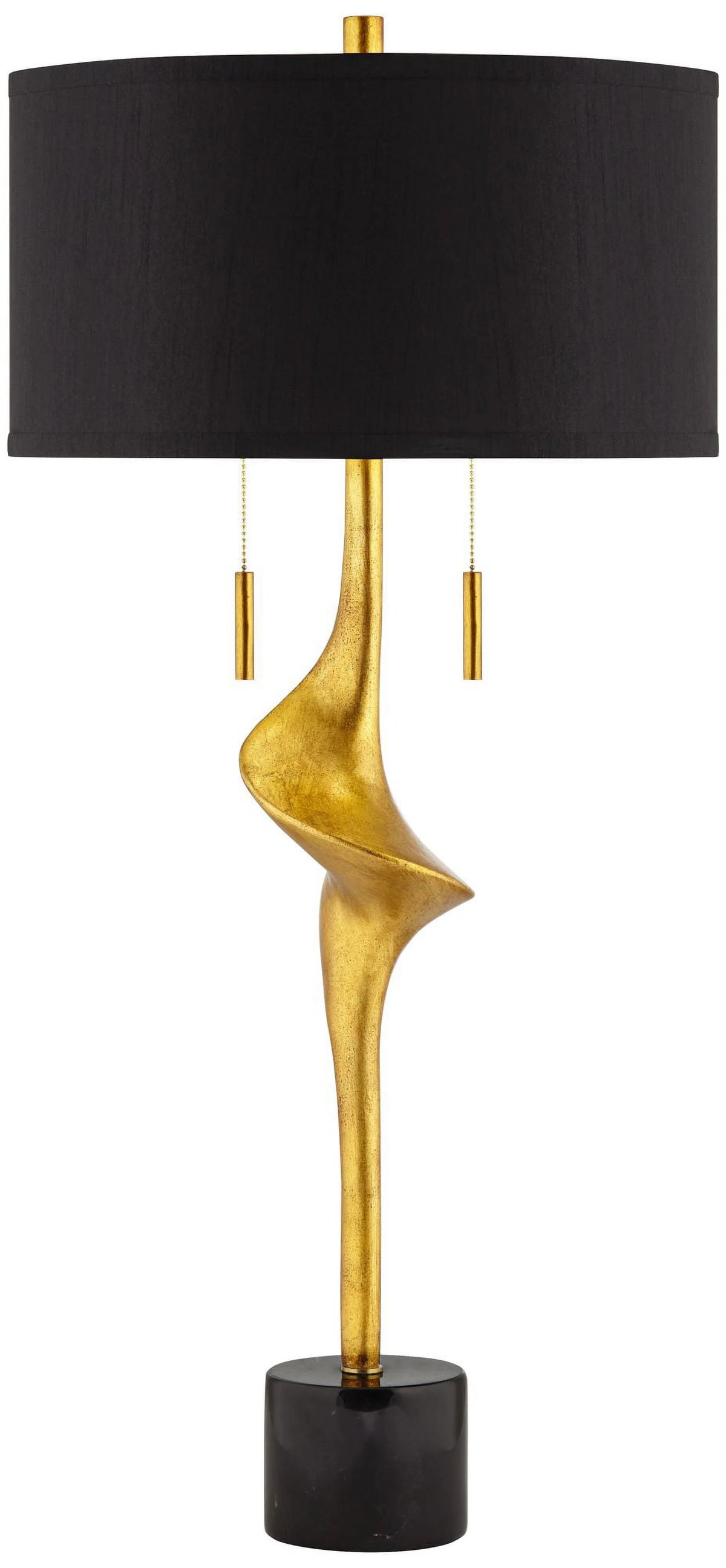 Gold Leaf Table Lamp with Black Drum Shade U899264