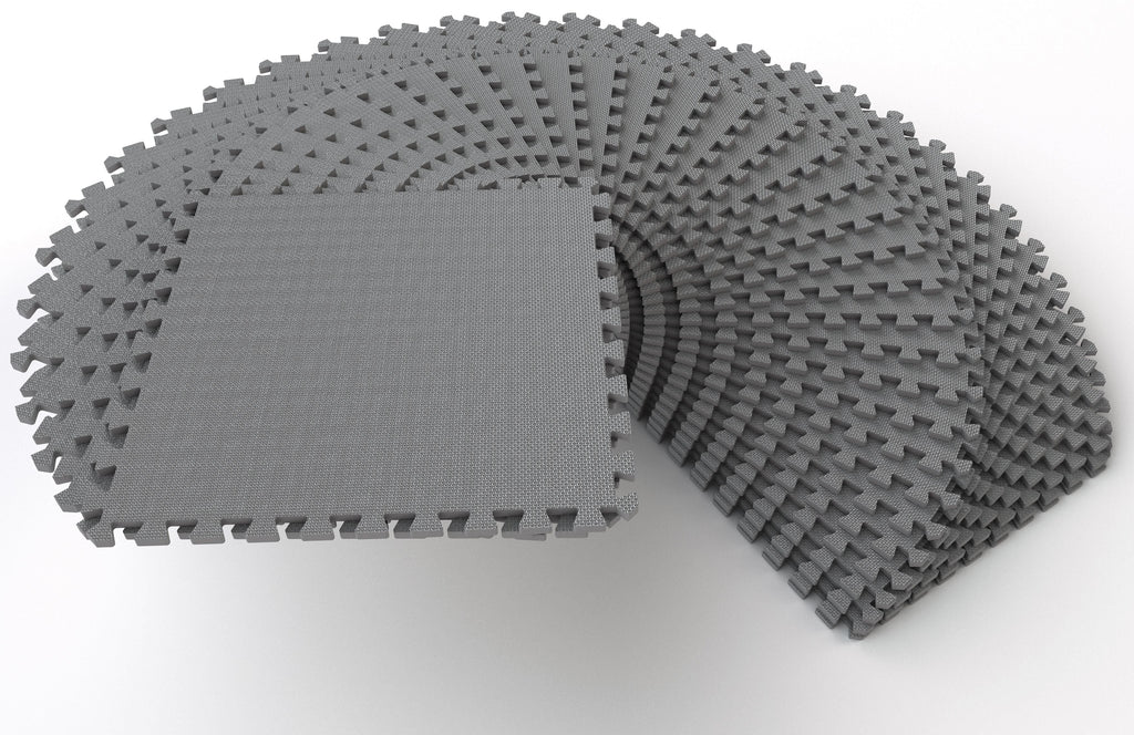 1 In. Thick EVA Foam Interlocking Exercise Mat, 18 Piece Black S7083