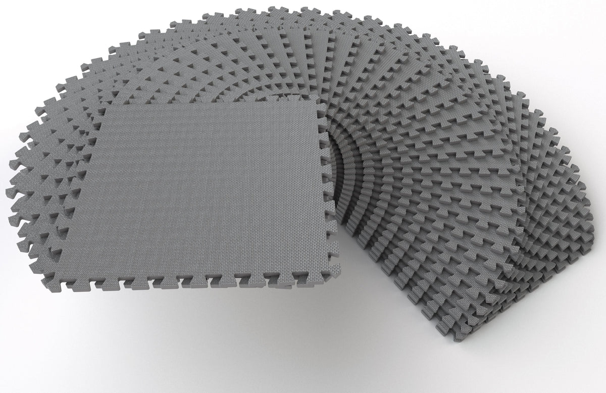 1 In. Thick EVA Foam Interlocking Exercise Mat, 18 Piece Black S7083