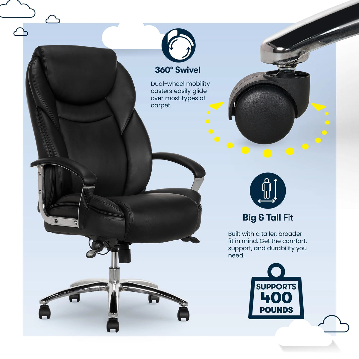 Black Bonded Leather Big & Tall Office Chair D26241