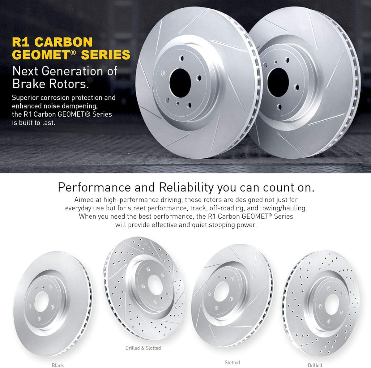Front Carbon Brake Rotors Slotted with Pads and Sensor Wire R590