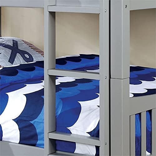 Twin Over Twin Wood Bunk Bed in Gray R271628
