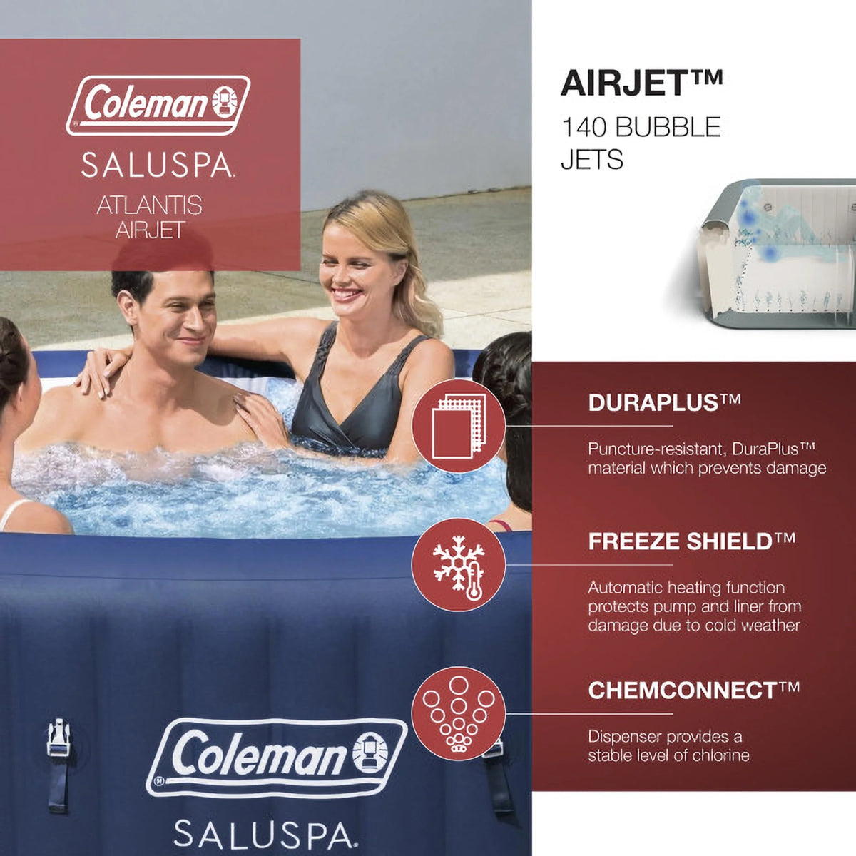Blue 4-6 Person Inflatable Hot Tub Spa with Cover V854889