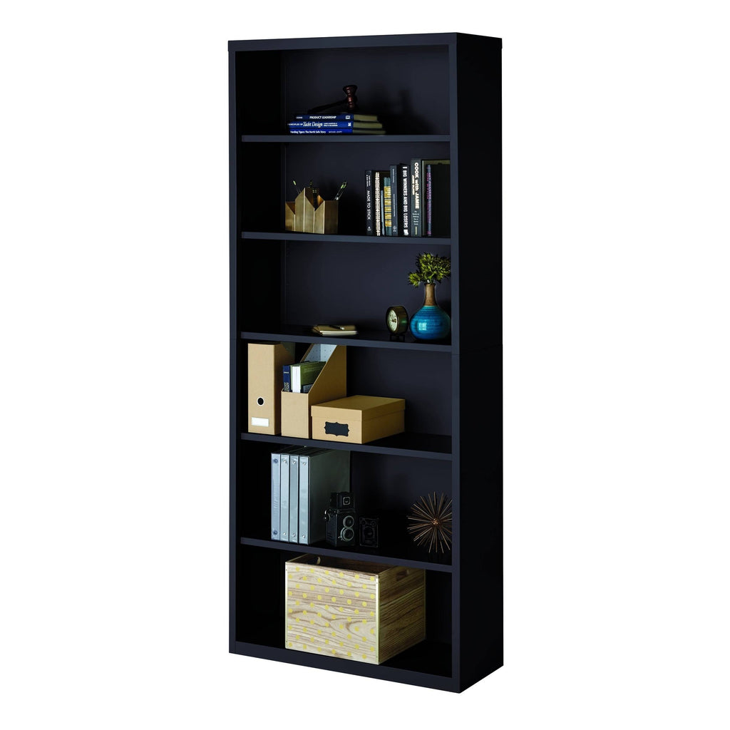 Black 6-Shelf Metal Bookcase R432