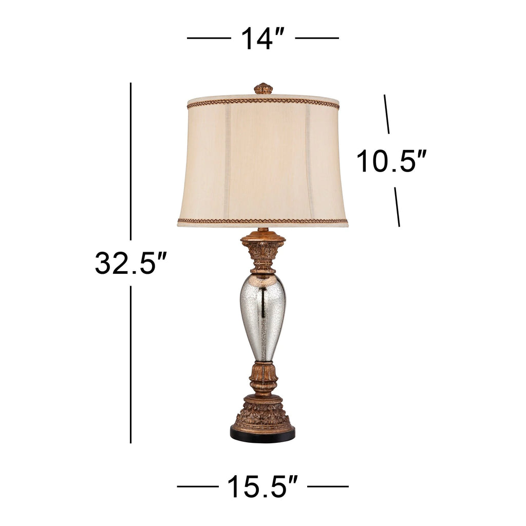 32 1/2" Tall Traditional End Table Lamp Gold Silver Mercury Glass F30251