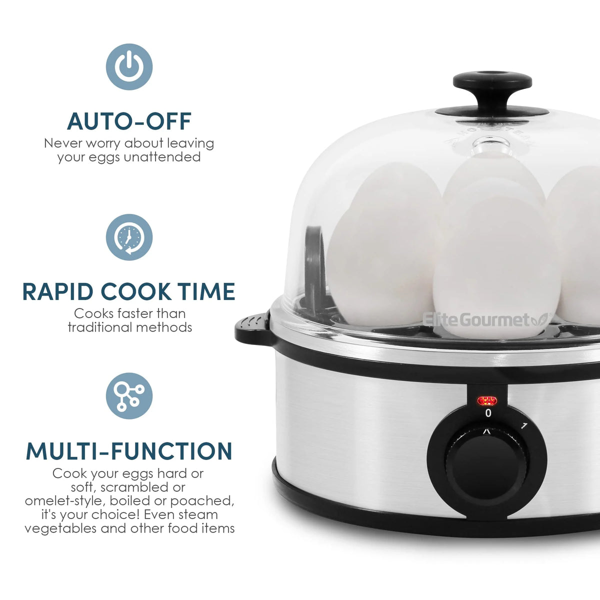 Electric Egg Cooker with Auto Shut-Off, 7 Egg X52786