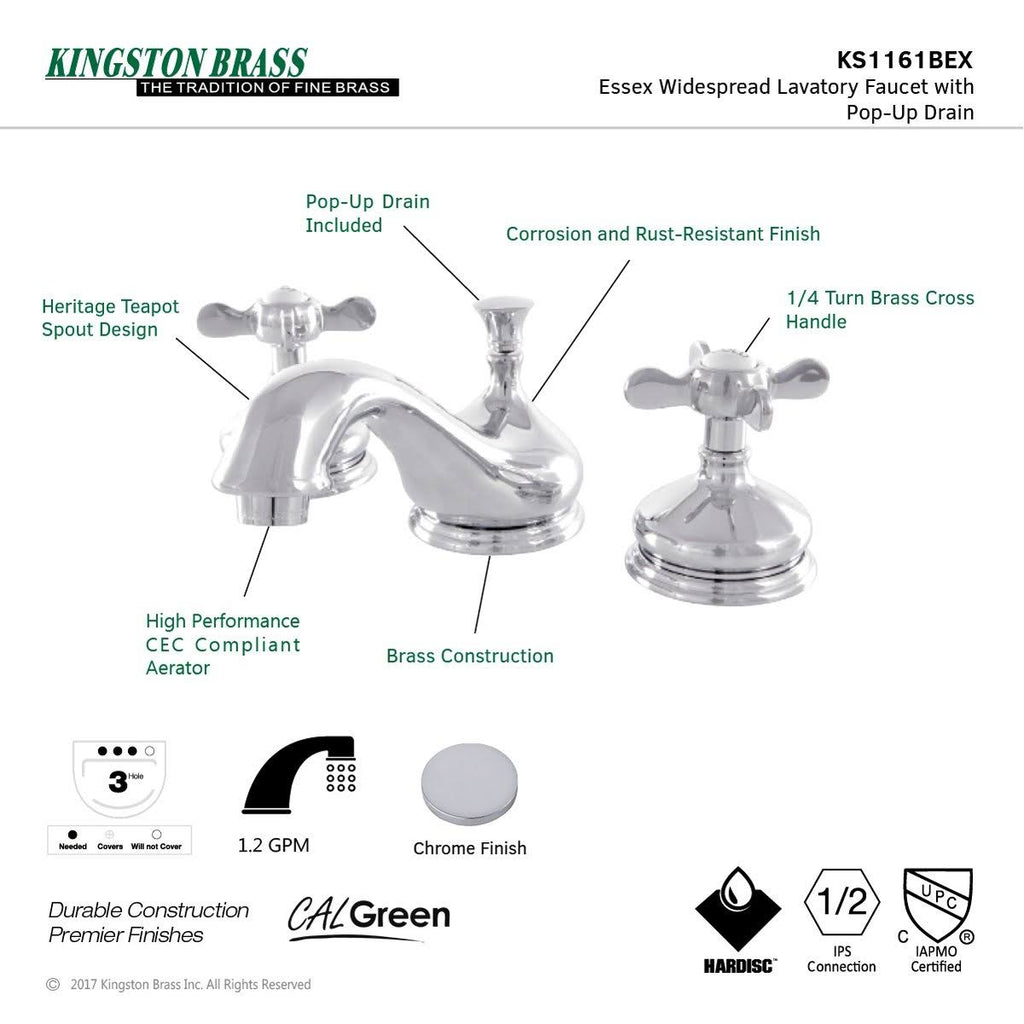 Polished Chrome Widespread Lavatory Faucet J650362
