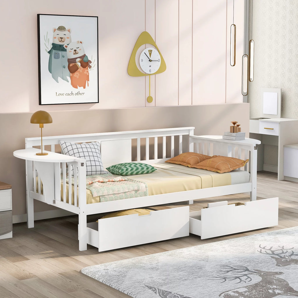 Twin Size White Daybed with Two Drawers C94829