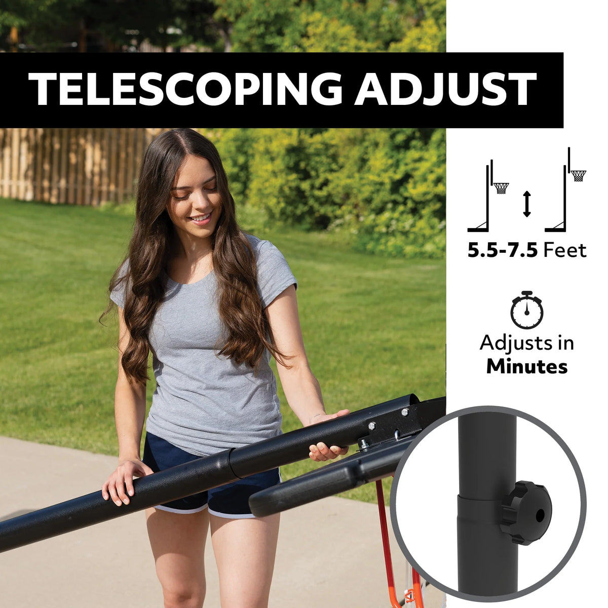 Adjustable Portable Basketball Hoop 44 inch HDPE Plastic H8876